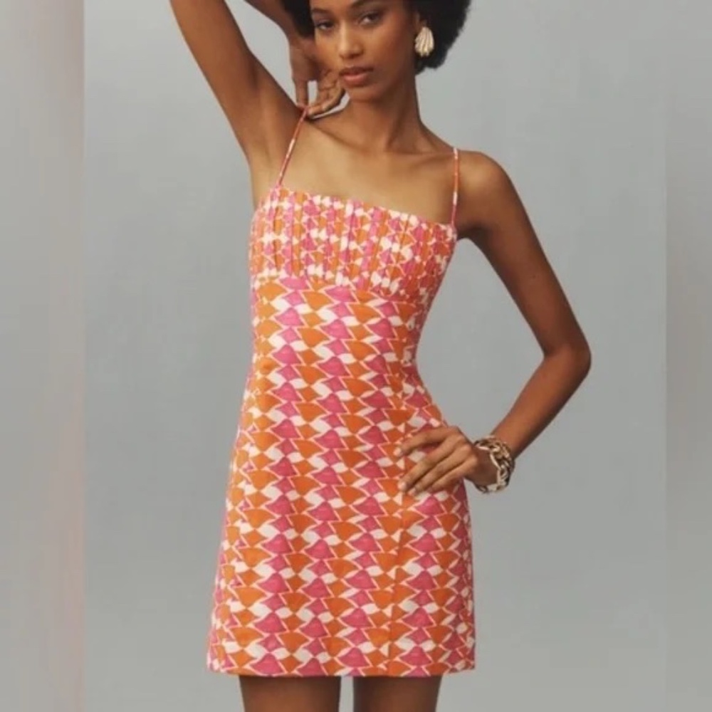 Maeve The Ophelia Sleeveless Linen Slim Mini Dress  12 - Picture 1 of 10